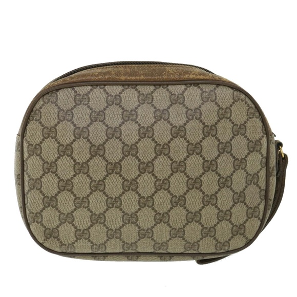 GUCCI GG Canvas Web Sherry Line Clutch Bag PVC Leather Beige Green Auth ep1670 - Picture 2 of 16